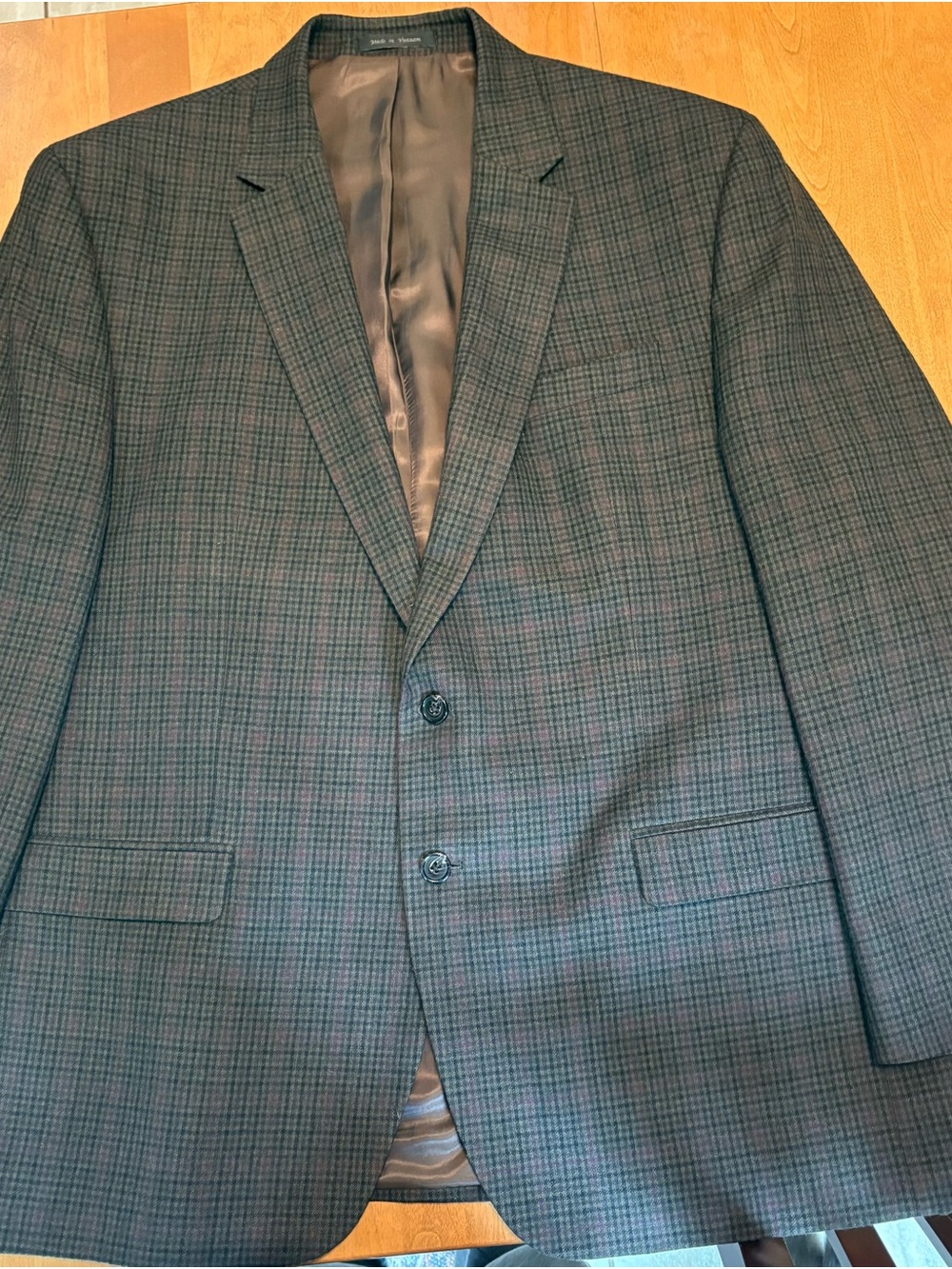 Ralph Lauren Men's Plaid Blazer - Gray with Green Tint and Burgundy stripe